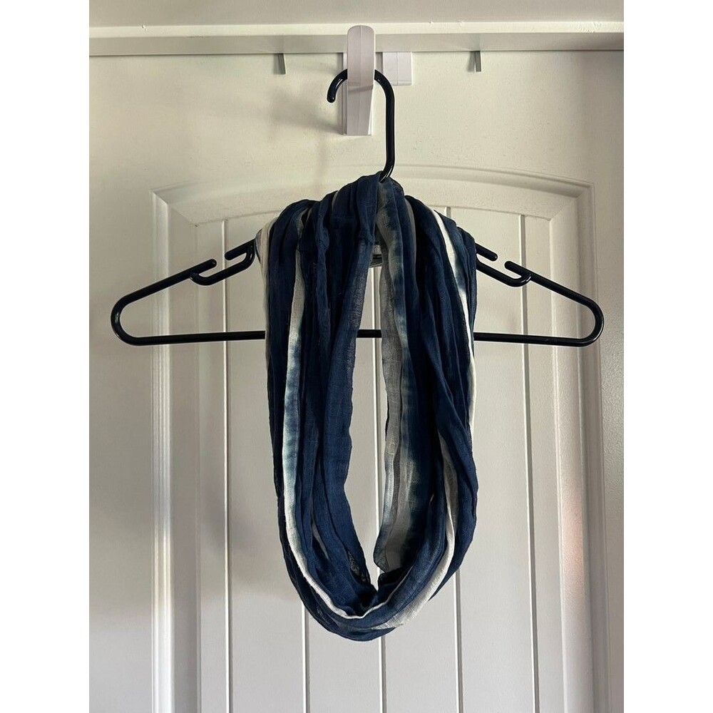 Chaps Blue and White Striped Infinity Scarf